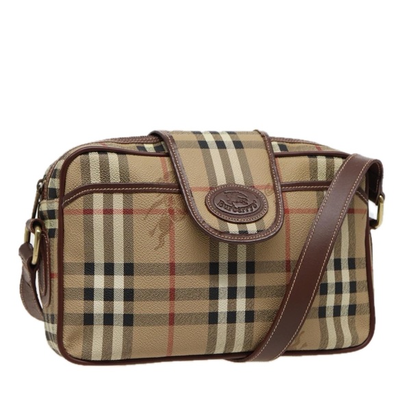 Burberrys Nova Check Shoulder Bag PVC Leather Beige Auth mr265 - Picture 1 of 16